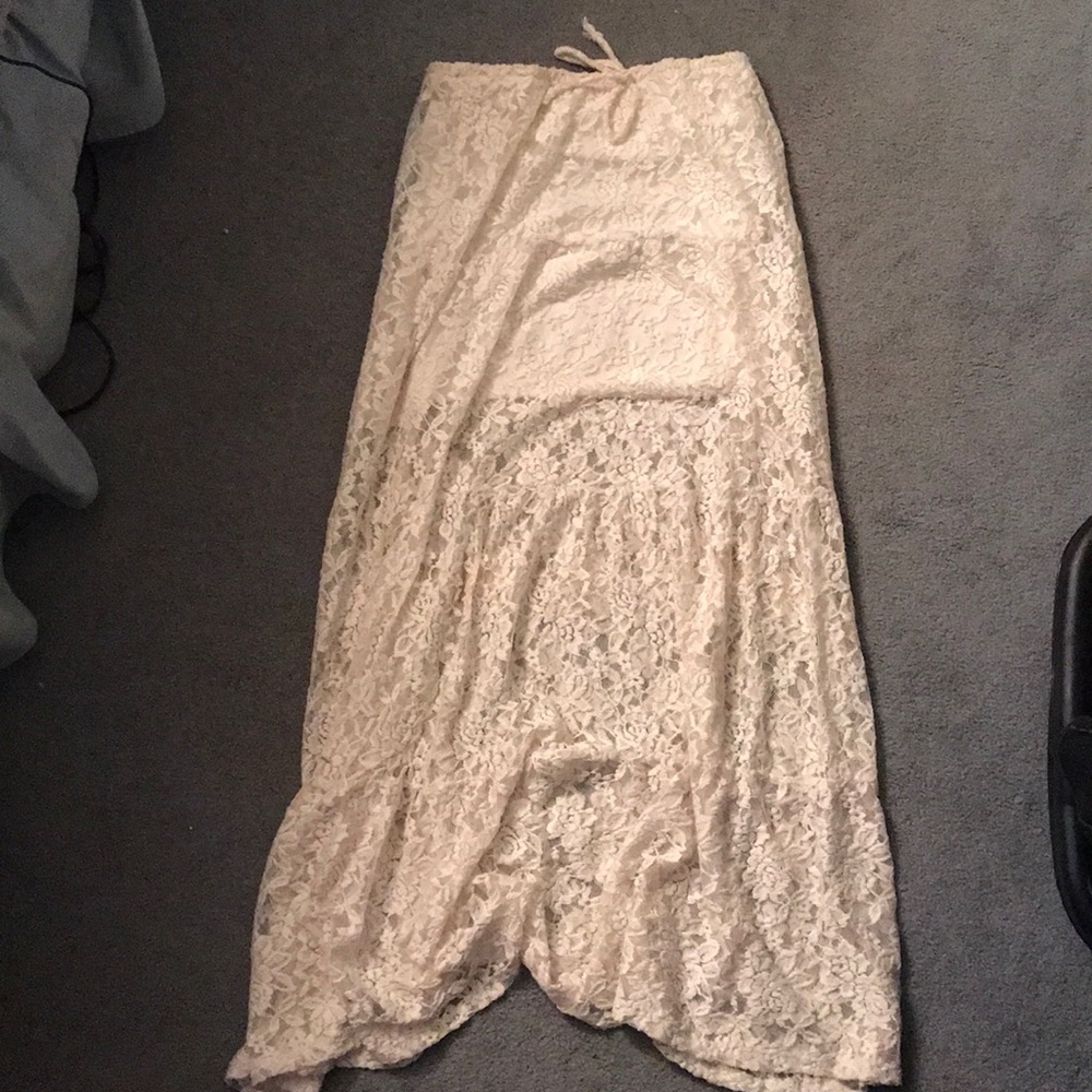 Cream lace maxi skirt